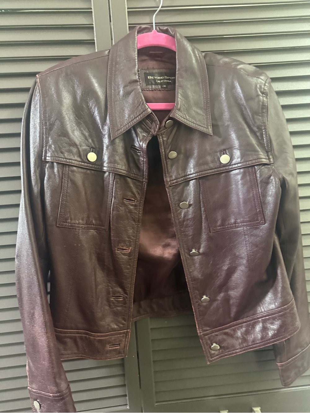 Beverly Hills Polo Club Women's Brown Leather Trucker Jacket